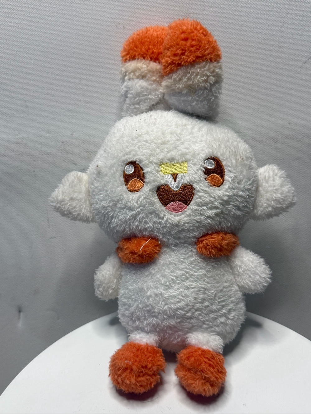 Plush White and Orange Small Pet Toy - Soft Cheery Character